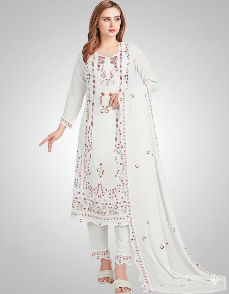 Timeless Ivory White Embroidered Ensemble