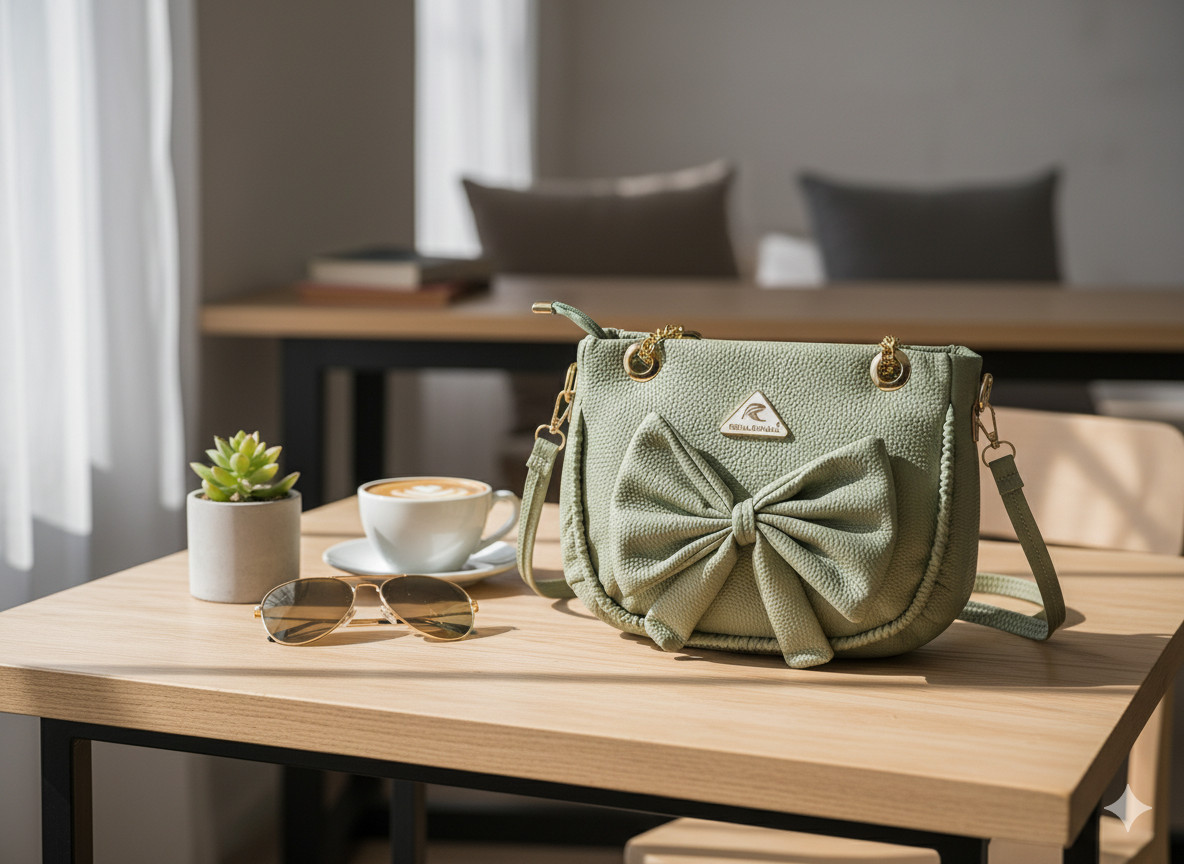 Dark Sea Green Bow Handbag