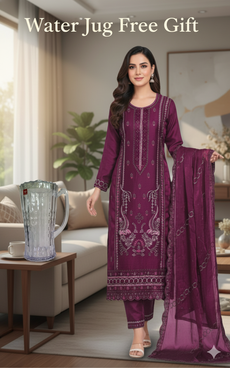 Vipul Jemichu Premium Embroidered Lawn Collection-Purple
